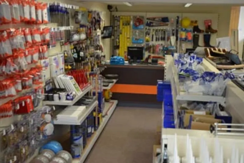 Trade counter, tools and fixings in the Leicester branch shop
