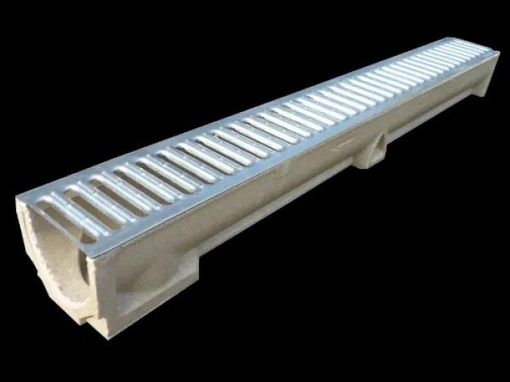 Picture of 1000x120 (Internal) x78mm Libertyflow domestic polymer concrete drainage channel c/w galvanised steel snaplock grating (A15) Domestic Channel Drainage 
