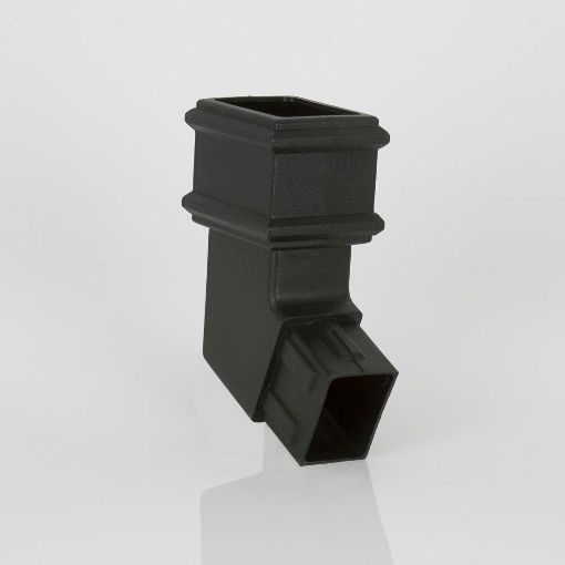 Picture of Cascade Rectangular 100x75mm Downpipe 112 1/2 deg Side Spigot Offset Bend Black 