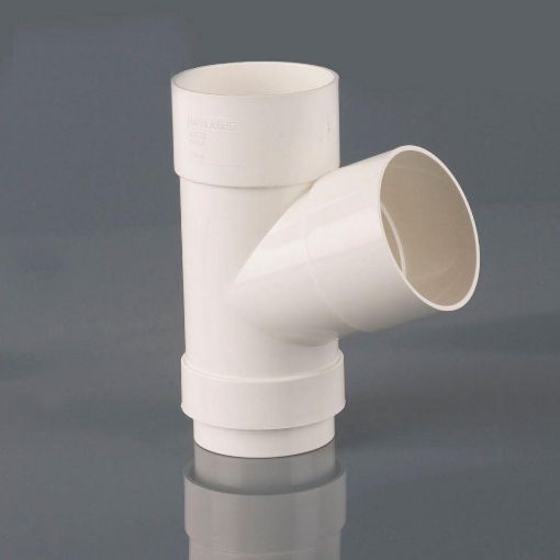 Picture of Rainwater 68mm Round Downpipe 112 1/2 deg Downpipe Branch White 