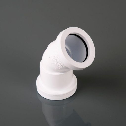 Picture of 40mm Push-Fit Waste Polypropylene 135 deg Obtuse Bend White 
