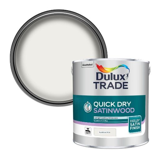 Picture of Dulux Trade Quick Dry Satinwood Pure Brilliant White 1L 2.5L