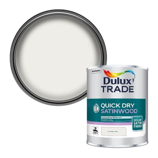 Picture of Dulux Trade Quick Dry Satinwood Pure Brilliant White 1L