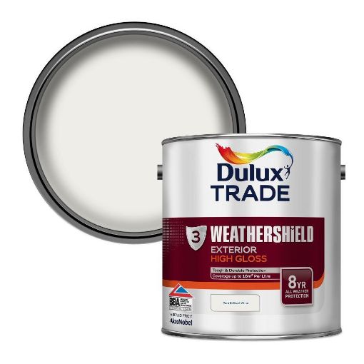 Picture of Dulux Trade Weathershield Exterior Gloss Pure Brilliant White 2.5L