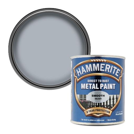 Picture of Hammerite Metal Paint Smooth Silver 750ml