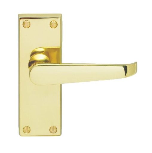 Picture of VICTORIAN FLAT LEVER ON BACKPLATE - LATCH  (CONTRACT RANGE) POLISHED BRASS