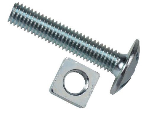 Picture of M6 x 25mm Roofing Bolts with Square Nuts - Zinc Plated - Bag 25
