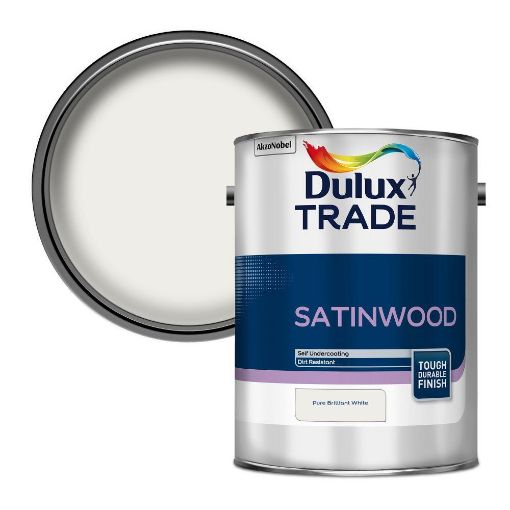 Picture of Dulux Trade Satinwood Pure Brilliant White 5L