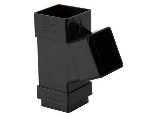 Picture of Rainwater 65mm Square Downpipe 112 1/2 deg Downpipe Branch Black 