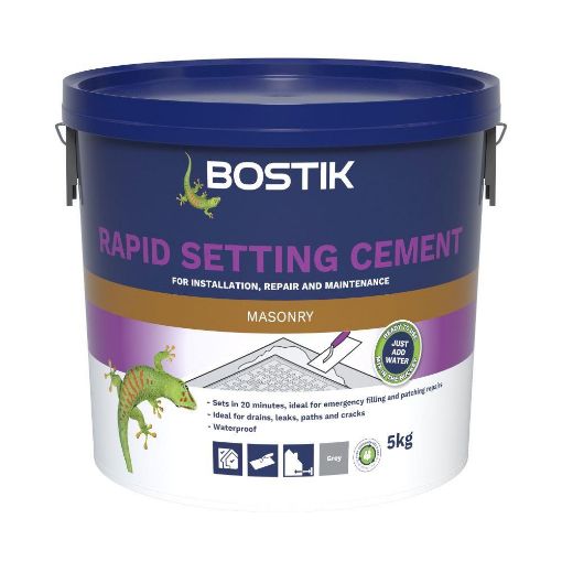 Picture of BOSTIK CEMENTONE RAPID SETTING WATERPROOF CEMENT TUB Grey 5kg